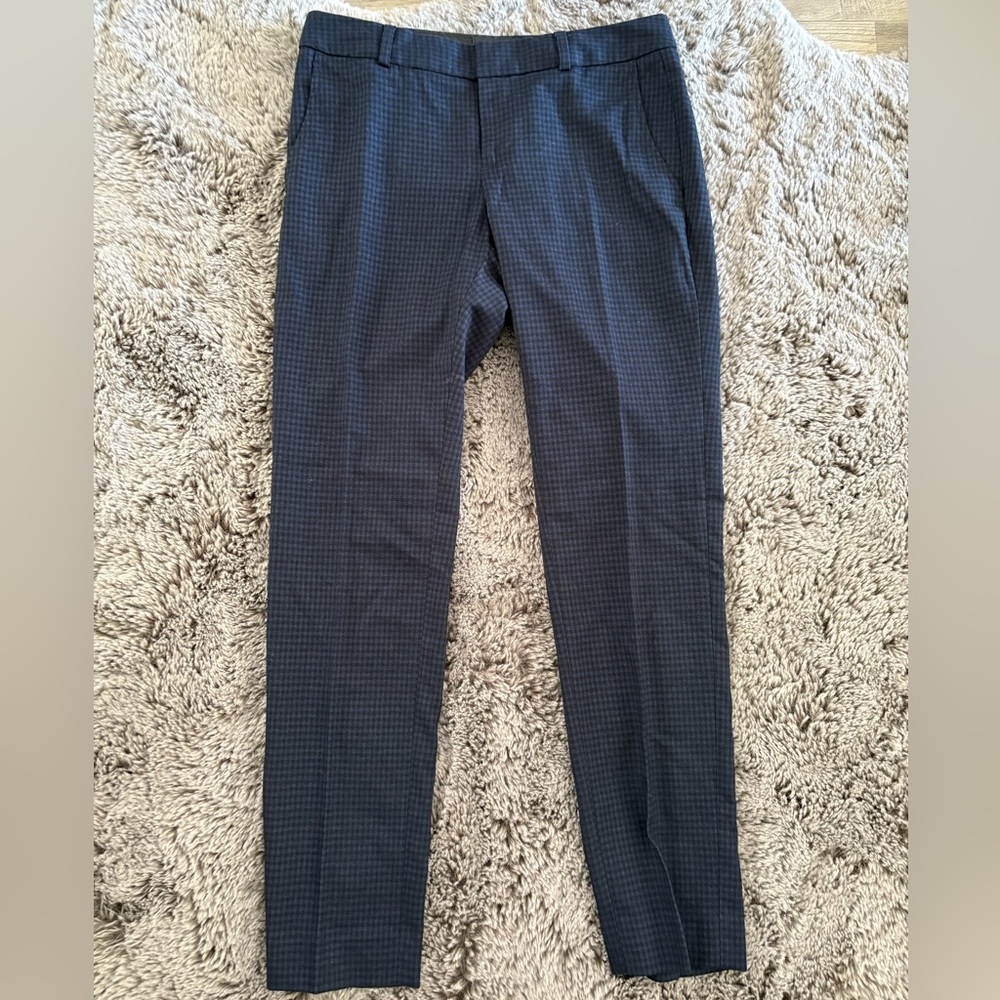 Banana Republic Black Blue Checkered Dress Pants Classic Straight-Leg